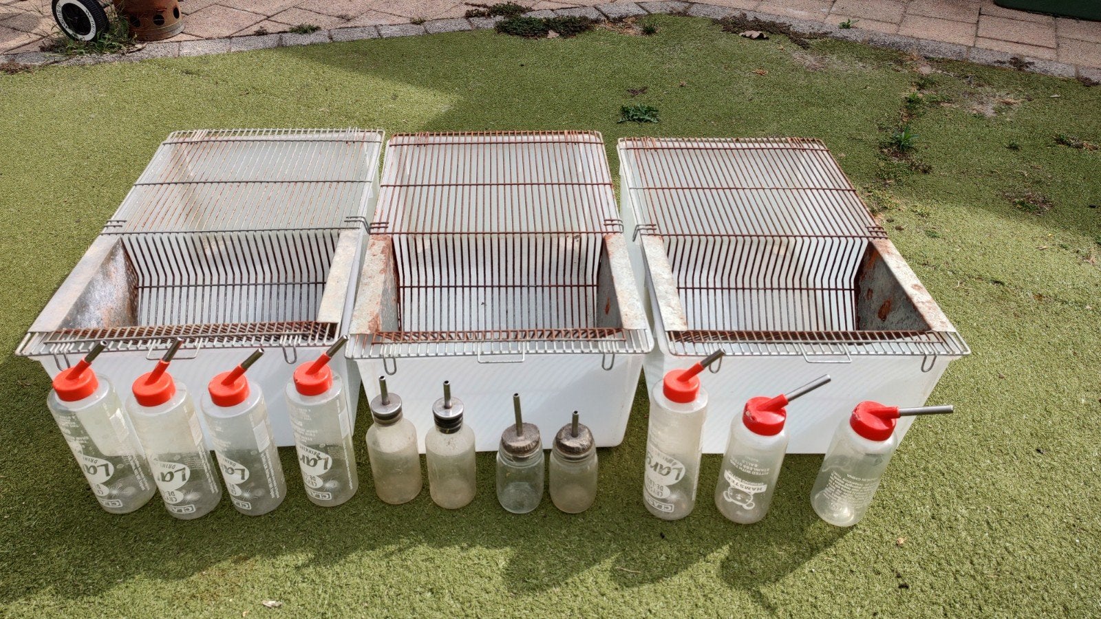 Labbakken T4 Met drinkflessen, Ophalen, Gebruikt