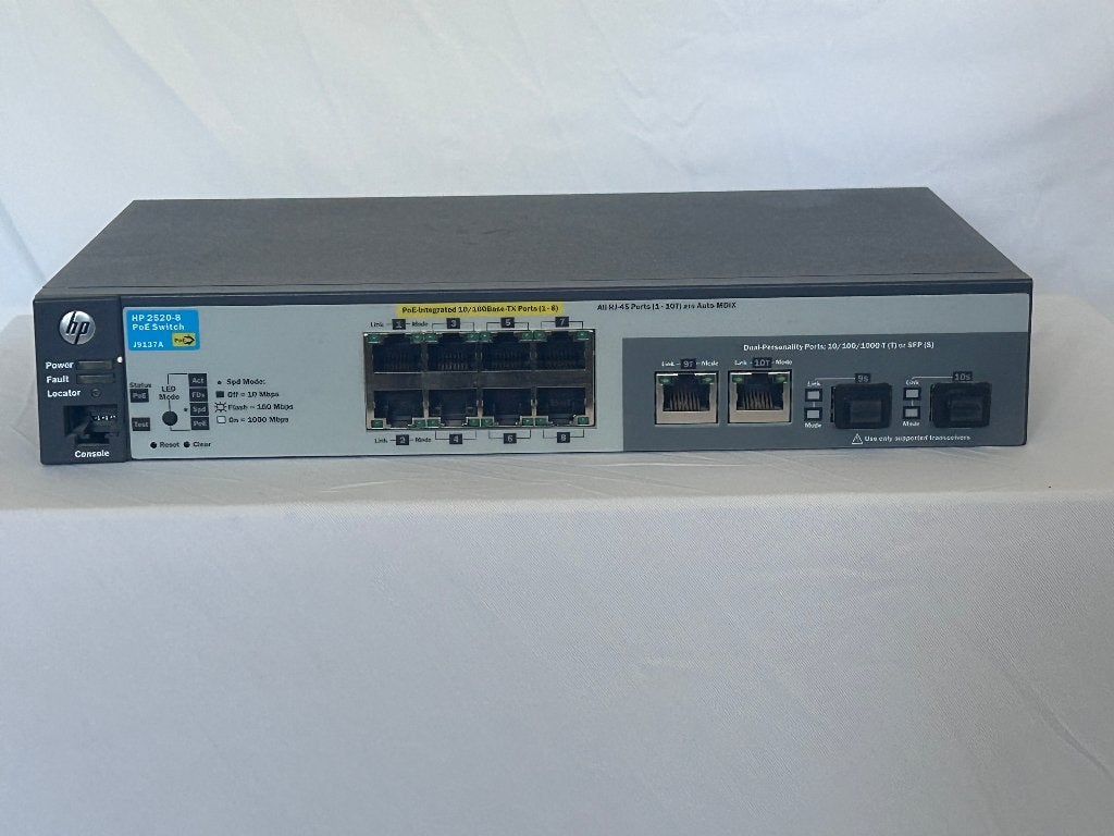 2x HP 2520-8 PoE Switch (J9137A) – Managed 8-Poorts Switch, Ophalen, Gebruikt