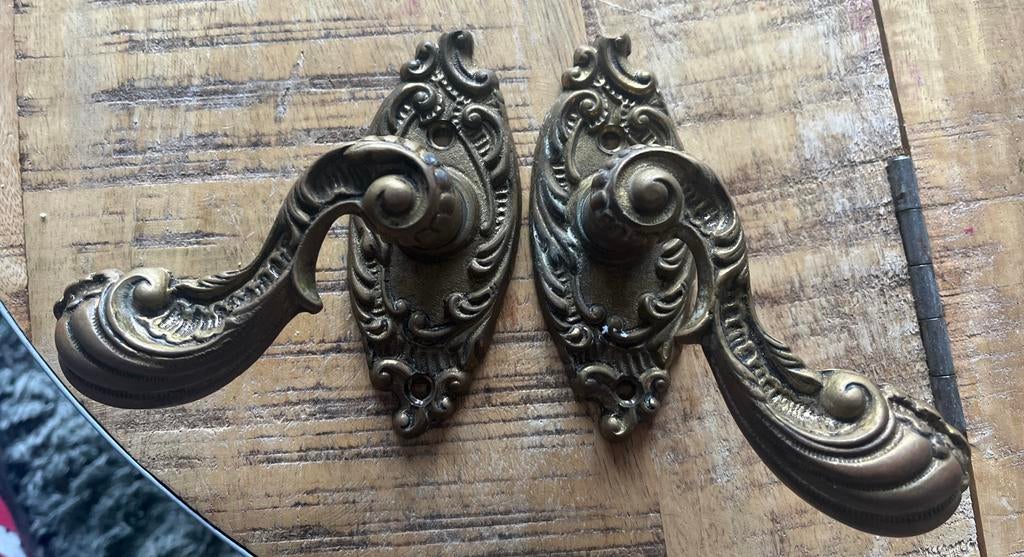 Vintage messing URFIC deurbeslag - set van 2, Ophalen of Verzenden