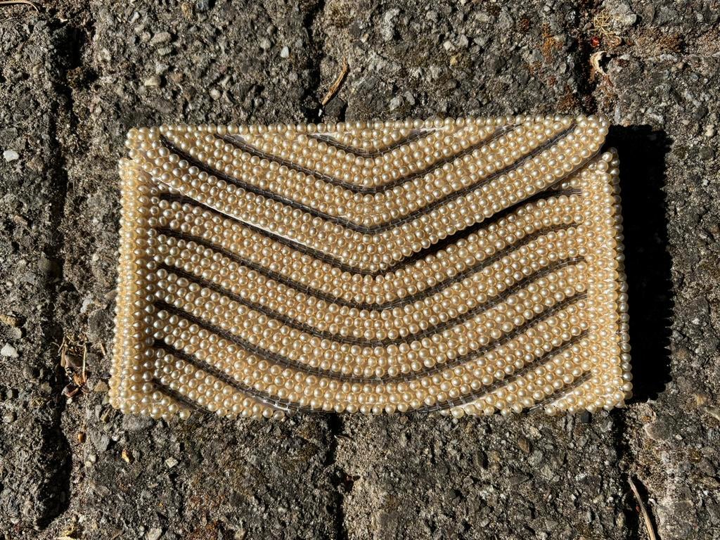 Vintage Parel Avondtasje - Elegant en Tijdloos, Ophalen, Zo goed als nieuw, Beige, Avondtasje