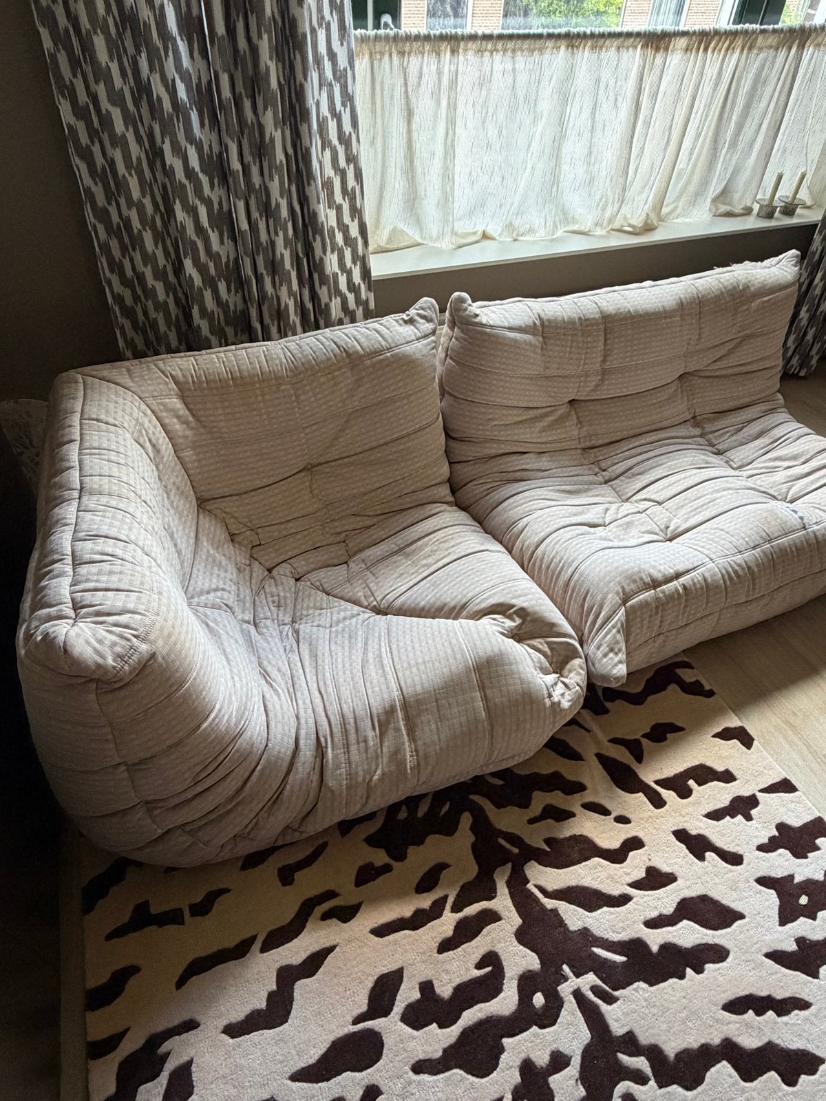 Togo Ligne Roset bank - 2-zits en hoekelement, Gebruikt, 100 tot 125 cm, Hoekbank, Driepersoons