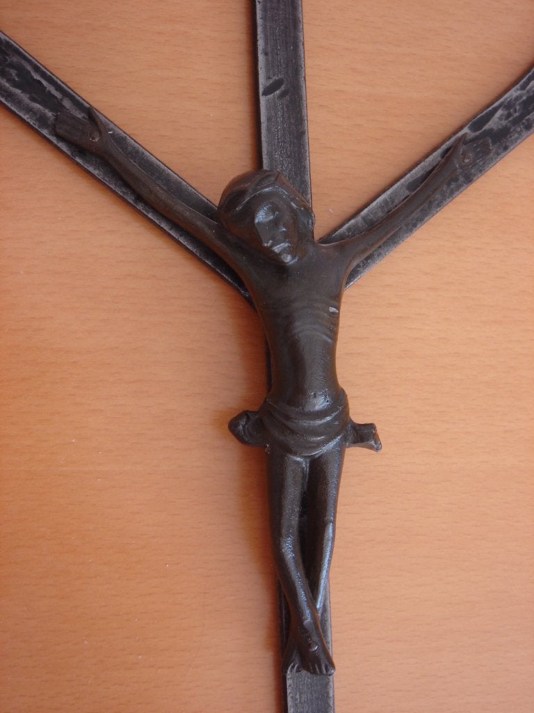 Smeedijzeren crucifix, kruisbeeld voor aan de muur , Ophalen of Verzenden