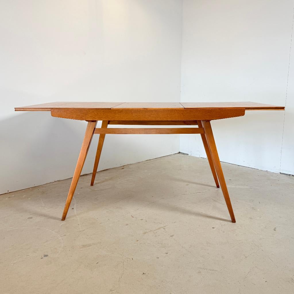 Vintage uitschuifbare eiken tafel, František Jirák, Sk, Vintage, Vijf personen of meer, Tatra Nabytok