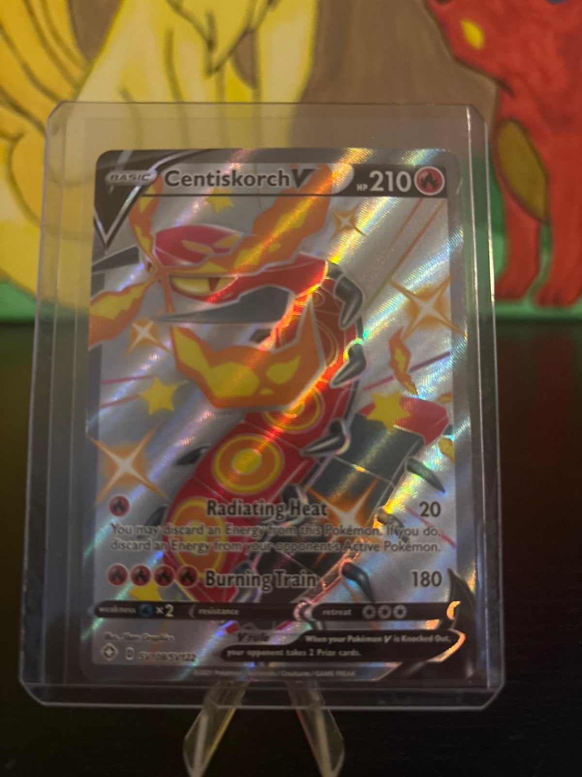 Shining Fates Centiskorch V Shiny Pokémon kaart, Ophalen of Verzenden, Zo goed als nieuw, Losse kaart, Foil