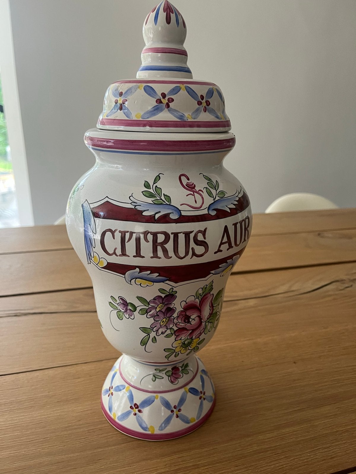 Antieke Apothekerspot "Citrus Aurantium" - Handgeschilderd, Ophalen of Verzenden