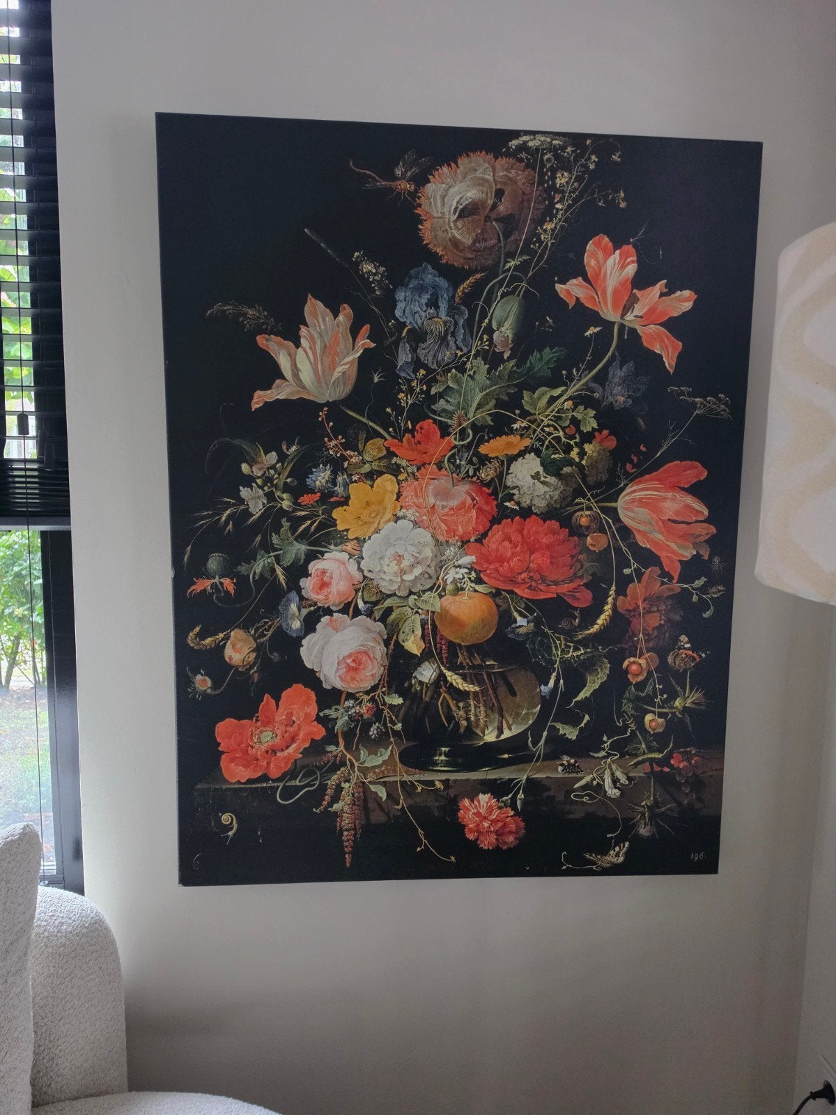 Canvas 131x100: Abraham Mignon - Ein Glas mit Blumen en Oran, Ophalen, Bloemen
