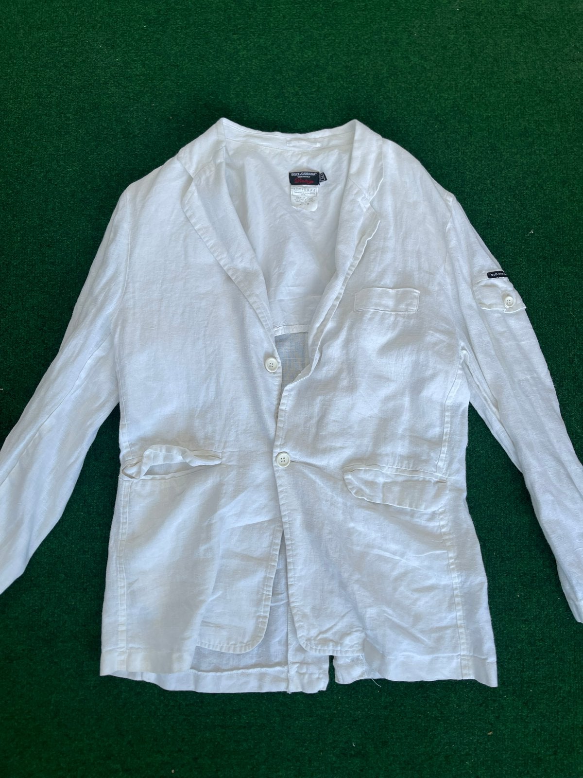 Dolce & Gabbana Vintage Linnen Jasje Maat M, Ophalen of Verzenden, Gedragen, Maat 48/50 (M), Wit