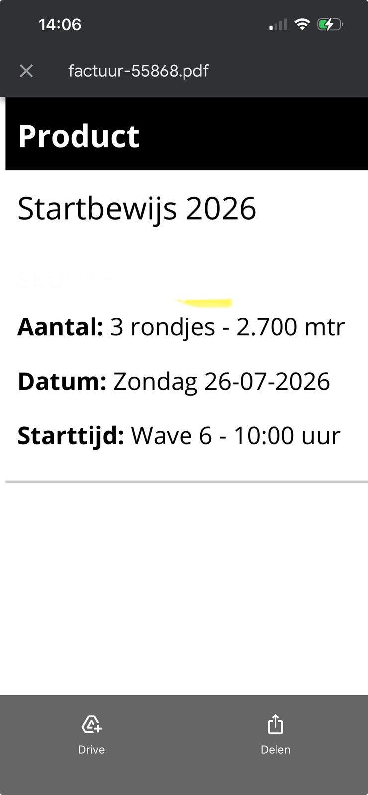 Startbewijs rondje pampus zwemmen 2700m, Eén persoon, Overige soorten