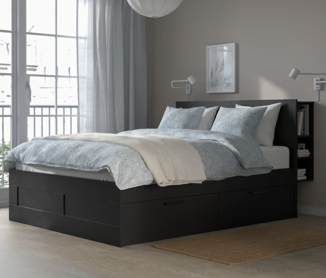 Ikea Brimnes bed 180x200, Huis en Inrichting, Ophalen, Gebruikt, Zwart, Tweepersoons