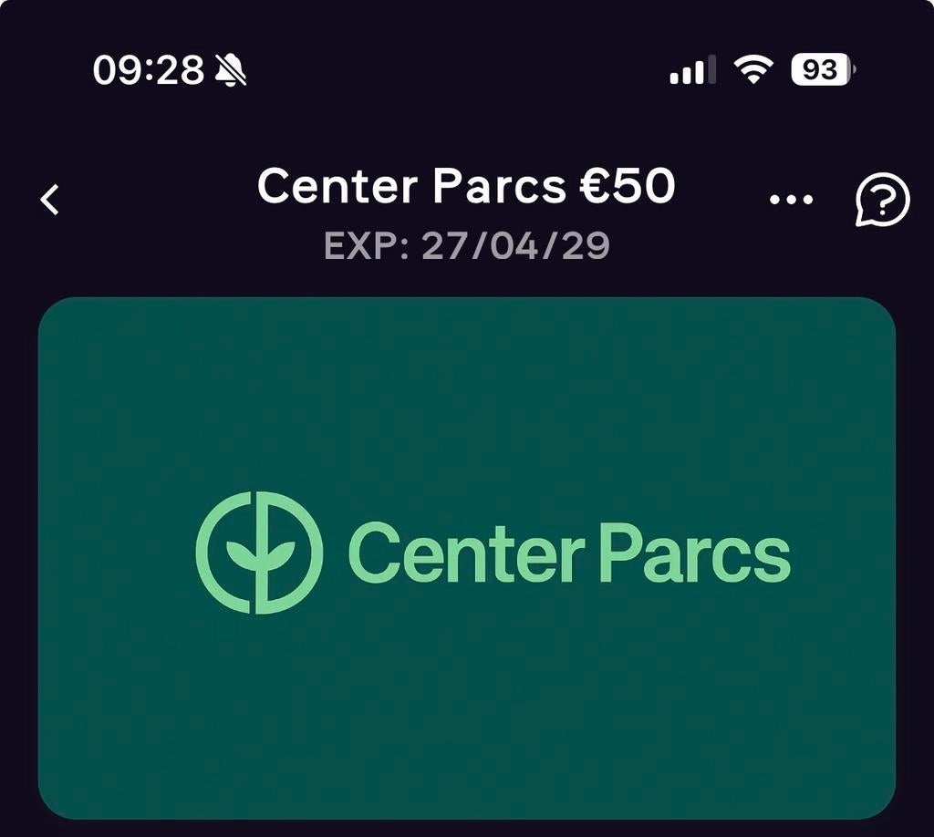 Center parcs voucher 50 euro, Twee personen, Kortingsbon, Arrangement, Bungalowpark
