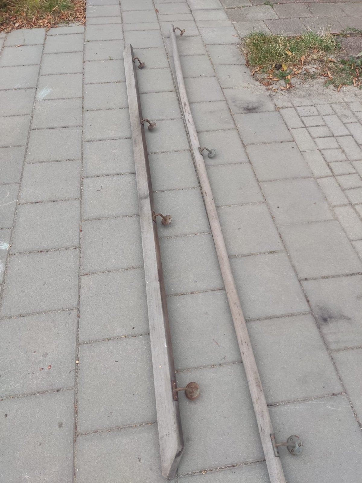 Vintage houten trapleuningen, Huis en Inrichting, Gebruikt, 200 cm of meer, Hout, Ophalen