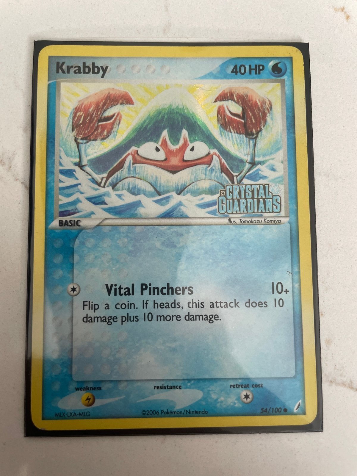 Krabby Pokémon Kaart Crystal Guardians 54/100, Ophalen of Verzenden, Gebruikt, Losse kaart