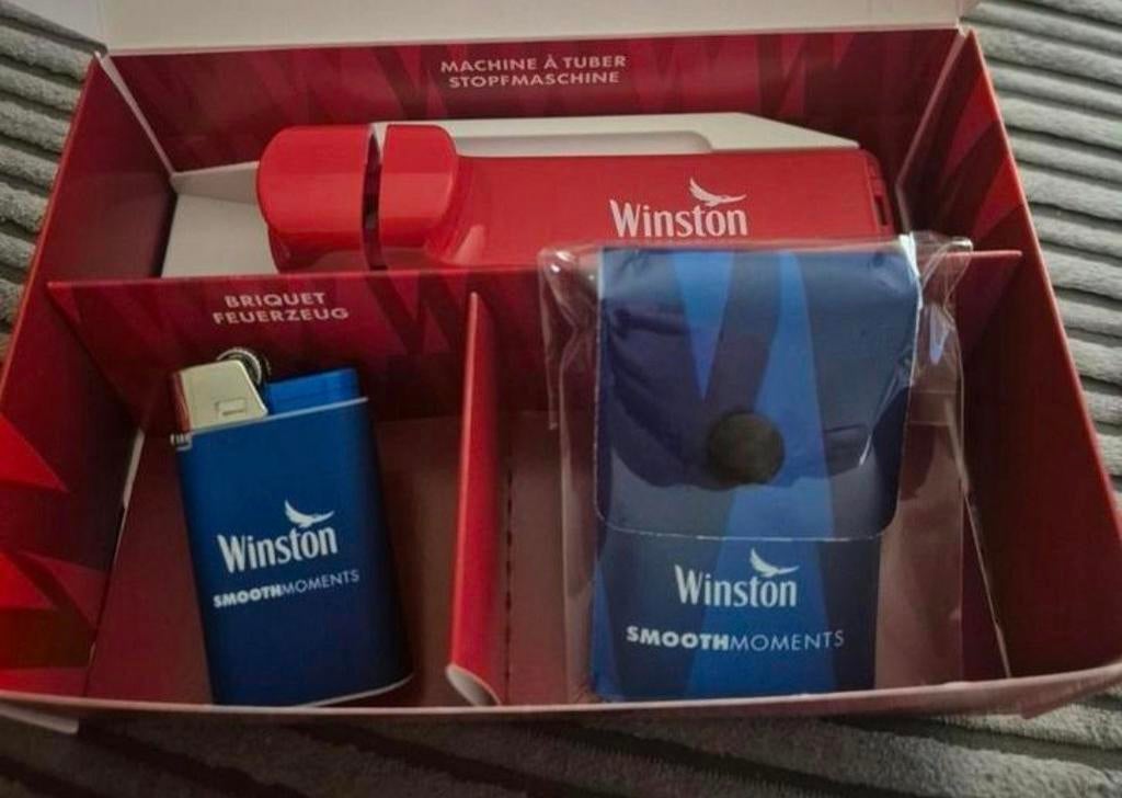 Winston cadeauset aansteker + sigarettenmachine + pocket asb, Ophalen of Verzenden, Nieuw
