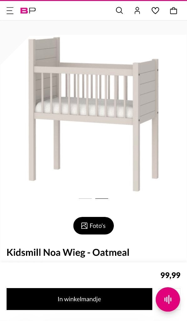 Wieg kidsmill Noa, Ophalen, Zo goed als nieuw, Wieg