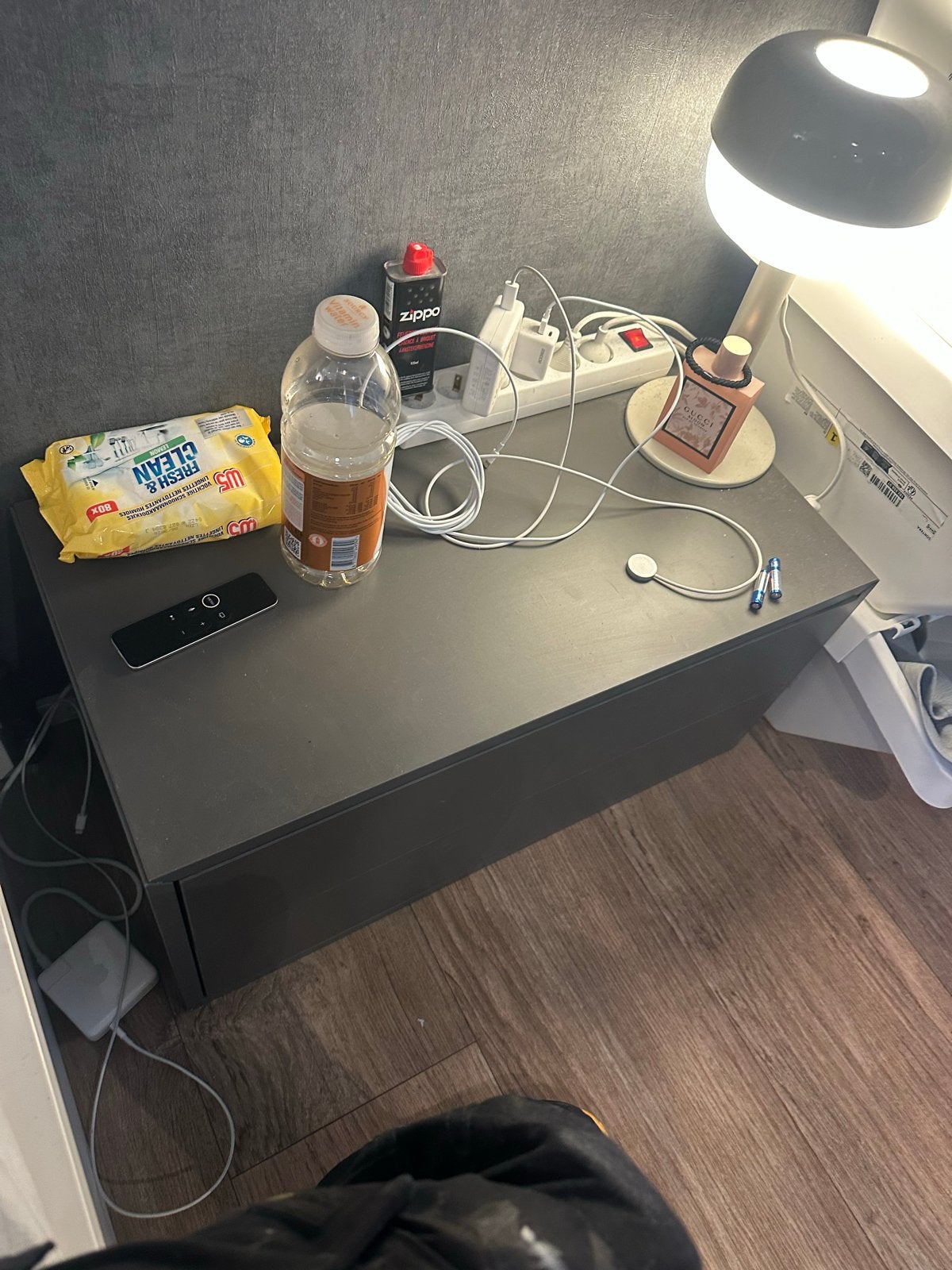 IKEA Nachtkastje met lade - Donkergrijs, Gebruikt, Minder dan 100 cm, Met lade(s), 25 tot 50 cm