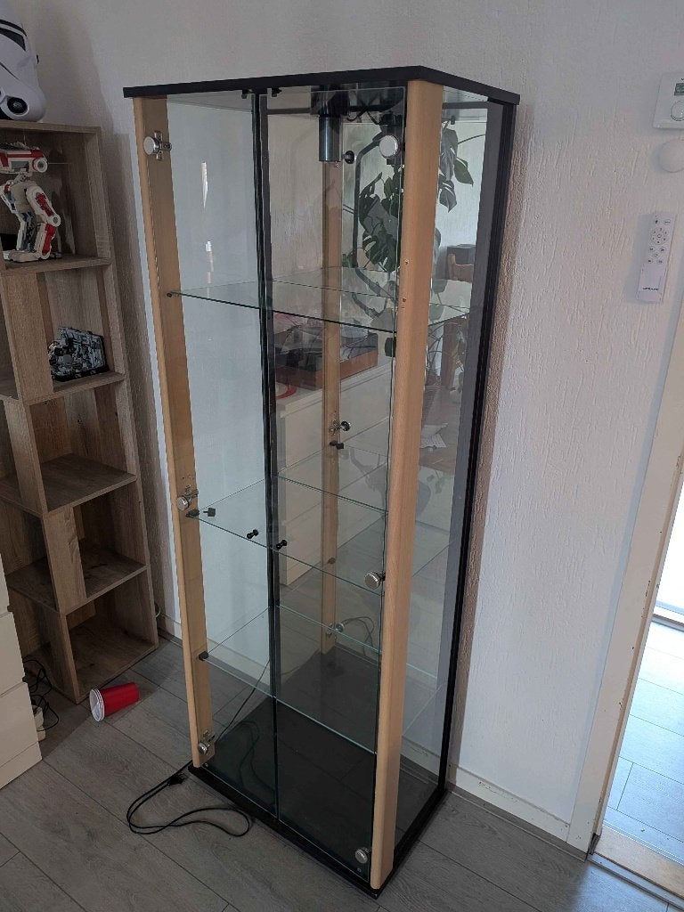 Vitrinekast met spiegelwand, Huis en Inrichting, Kasten | Vitrinekasten, Ophalen, Met deur(en), Glas, 50 tot 100 cm