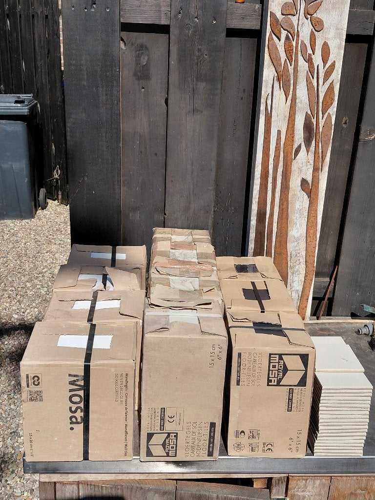Mosa vloertegels  15x15cm zwart en gebroken wit, Doe-het-zelf en Verbouw, Tegels, Ophalen, Keramiek, Nieuw, Minder dan 20 cm