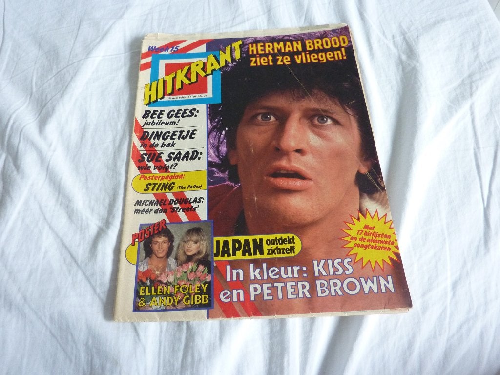 HITKRANT NR 15 APRIL 1980-KISS-HERMAN BROOD-A GIBB-JAPAN-LUV, Verzamelen, Verzenden, 1980 tot heden, Tijdschrift