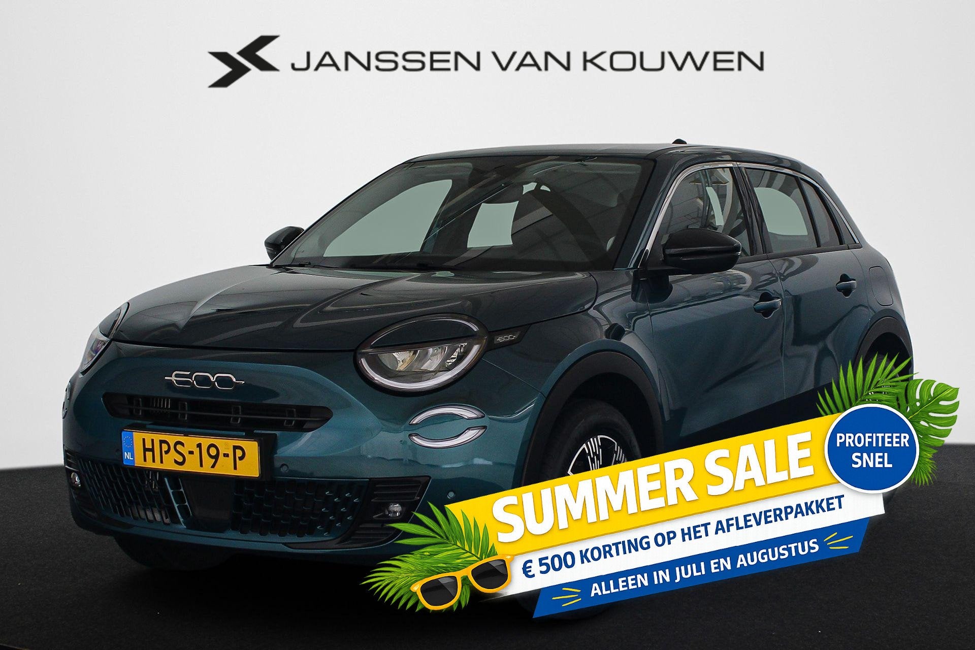 Fiat 600 1.2 Hybrid Urban Stoelverwarming Keyless Achteruitr, Auto's, Fiat, Stof, Gebruikt, 1199 cc, Blauw