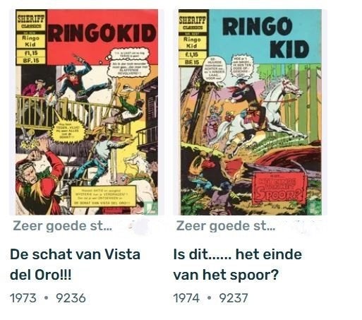 stripboeken 2x Sheriff Classics Ringo Kid 1973, 1974, Boeken, Stripboeken, Meerdere stripboeken, Ophalen of Verzenden, Gelezen