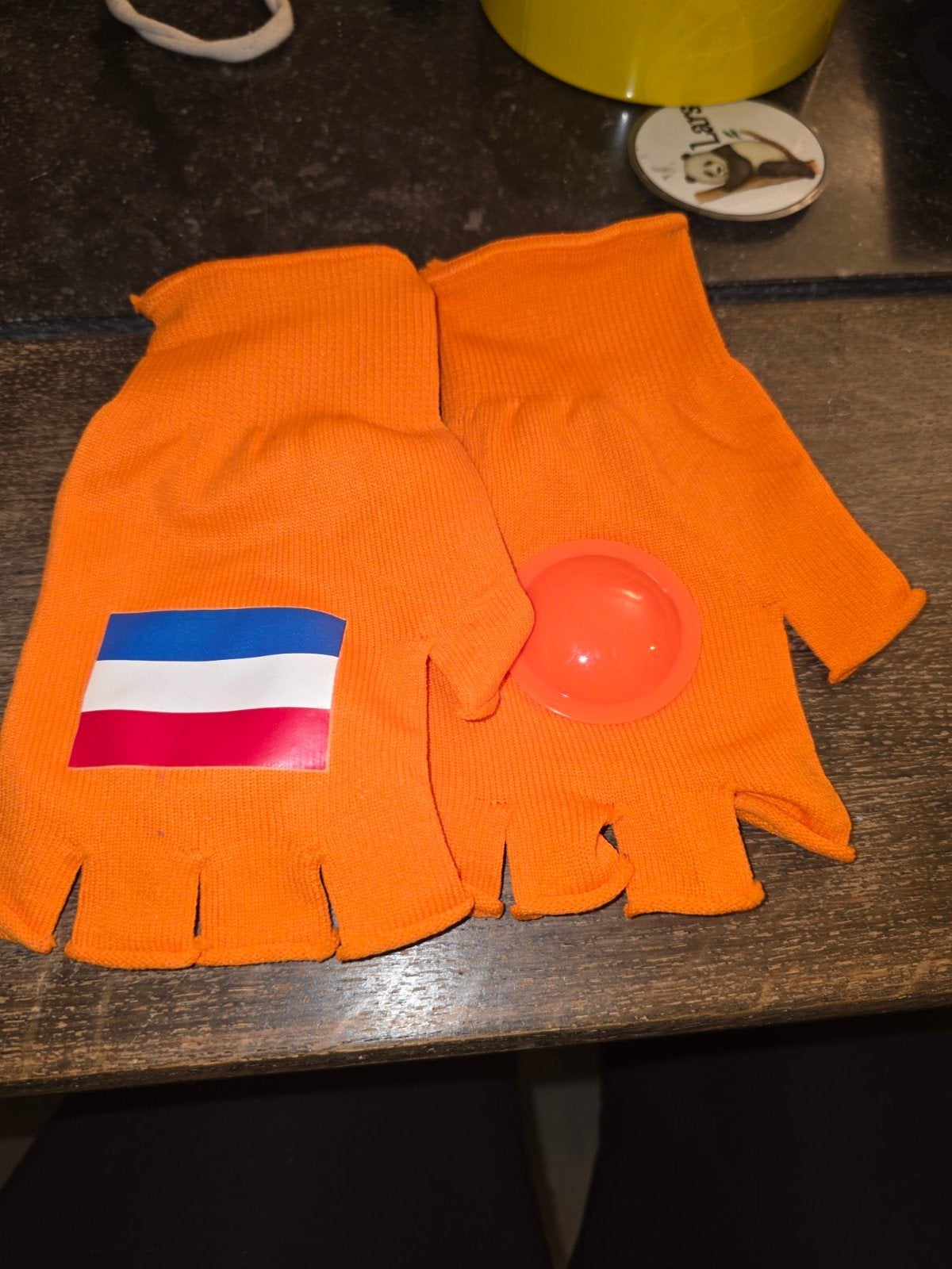 Oranje vingerloze handschoenen met Hollandse vlag, Ophalen of Verzenden, Oranje of Koningsdag