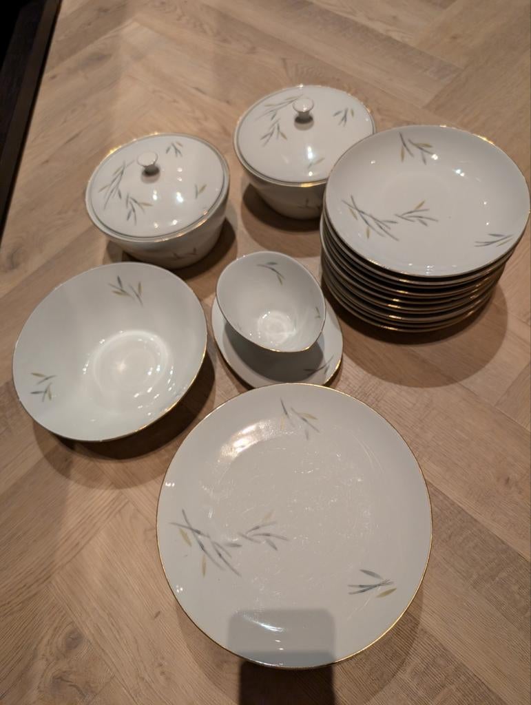23 delig Olympia Germany Servies | Bamboe & Goud | Vintage, Antiek en Kunst, Ophalen