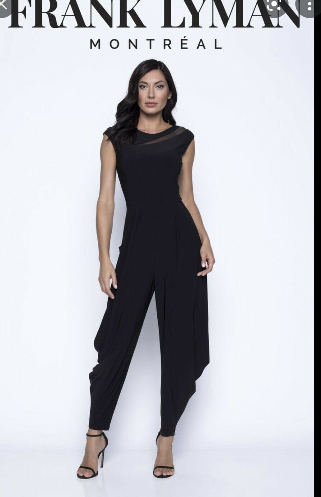 Frank Lyman luxe zwarte jumpsuit semitransparante accenten M, Kleding | Dames, Jumpsuits, Verzenden, Nieuw, Maat 38/40 (M), Zwart