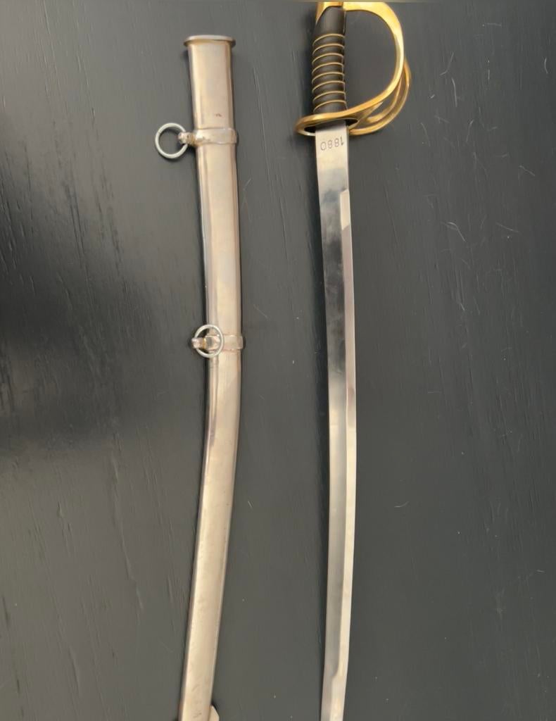 Sabel met schede, gemerkt 1880, Ophalen of Verzenden, Landmacht, Nederland, Zwaard of Sabel