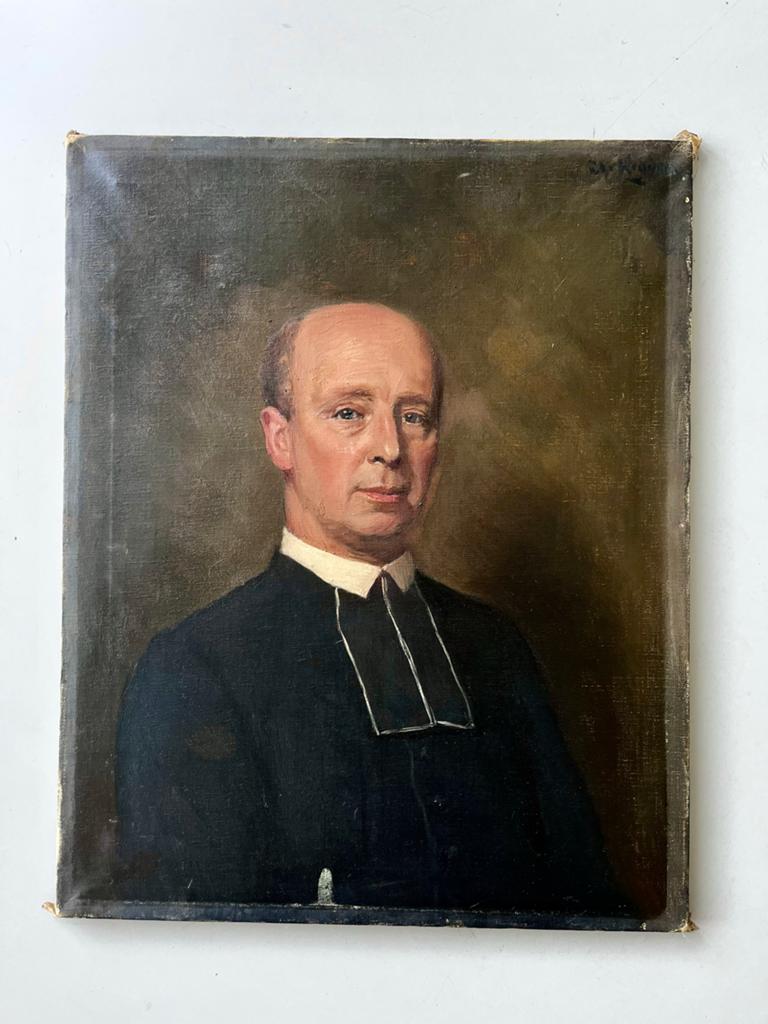 Antiek olieverf portret predikant gesigneerd, Ophalen of Verzenden