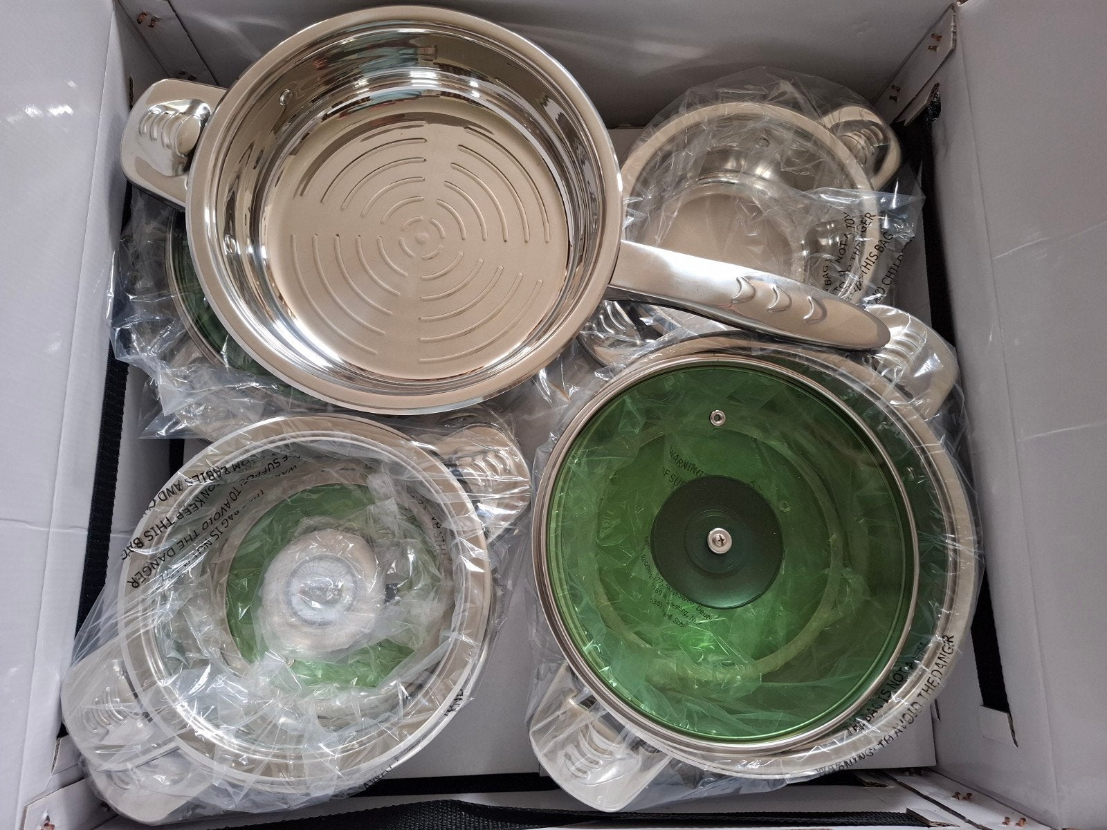 Nieuwe 12-delige pannenset met glazen deksels, Ophalen, Met deksel, Nieuw, Pannenset