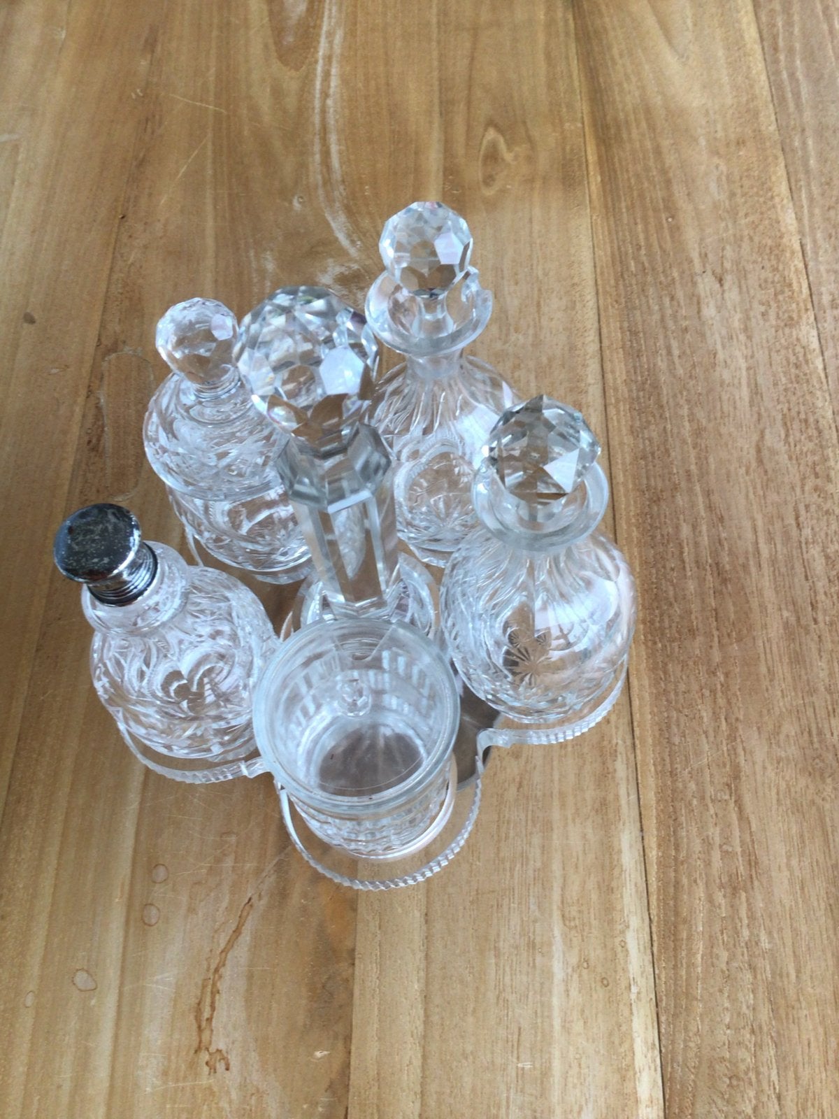 Kristallen Oliestel en azijnstel, Antiek en Kunst, Antiek | Glas en Kristal, Ophalen of Verzenden