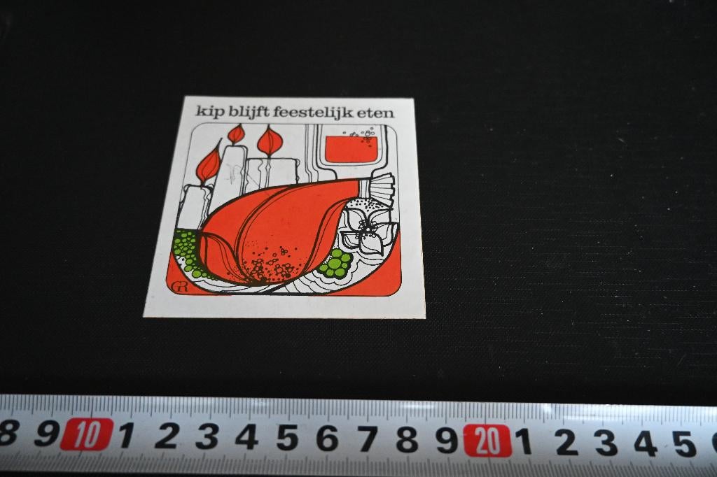 sticker Kip blijft feestelijk eten, Ophalen, Zo goed als nieuw
