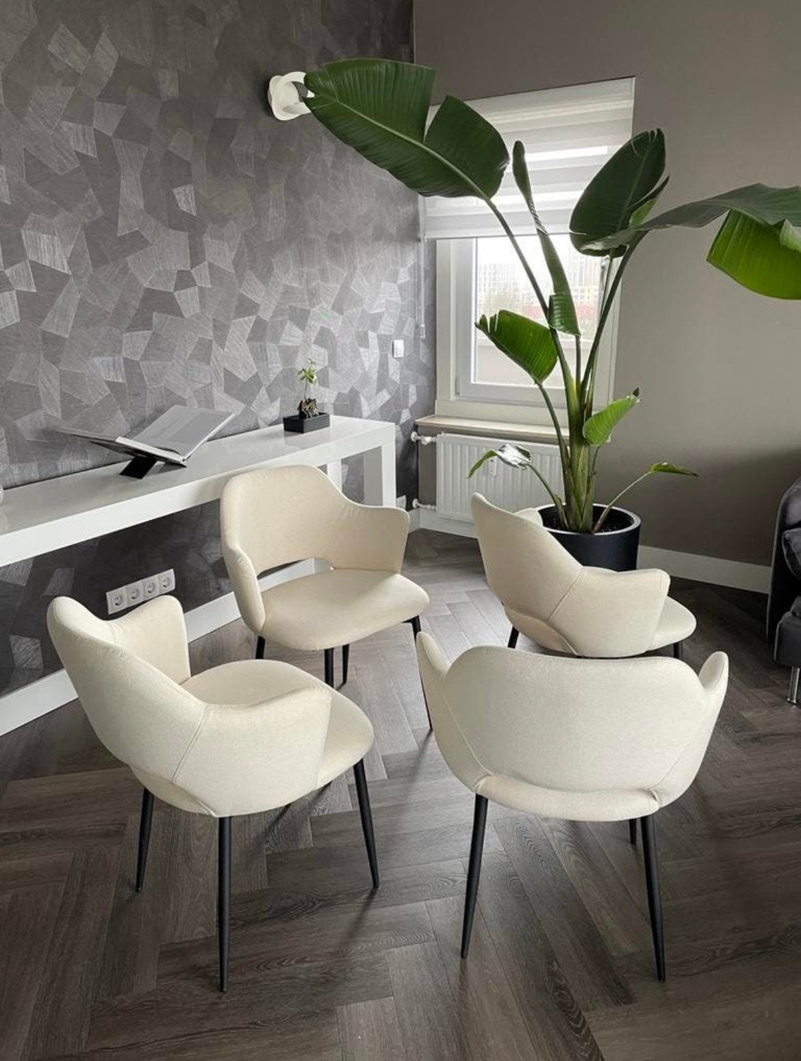Set van 4 Crèmekleurige Eetkamerstoelen, Ophalen, Overige kleuren, Zo goed als nieuw, Vier