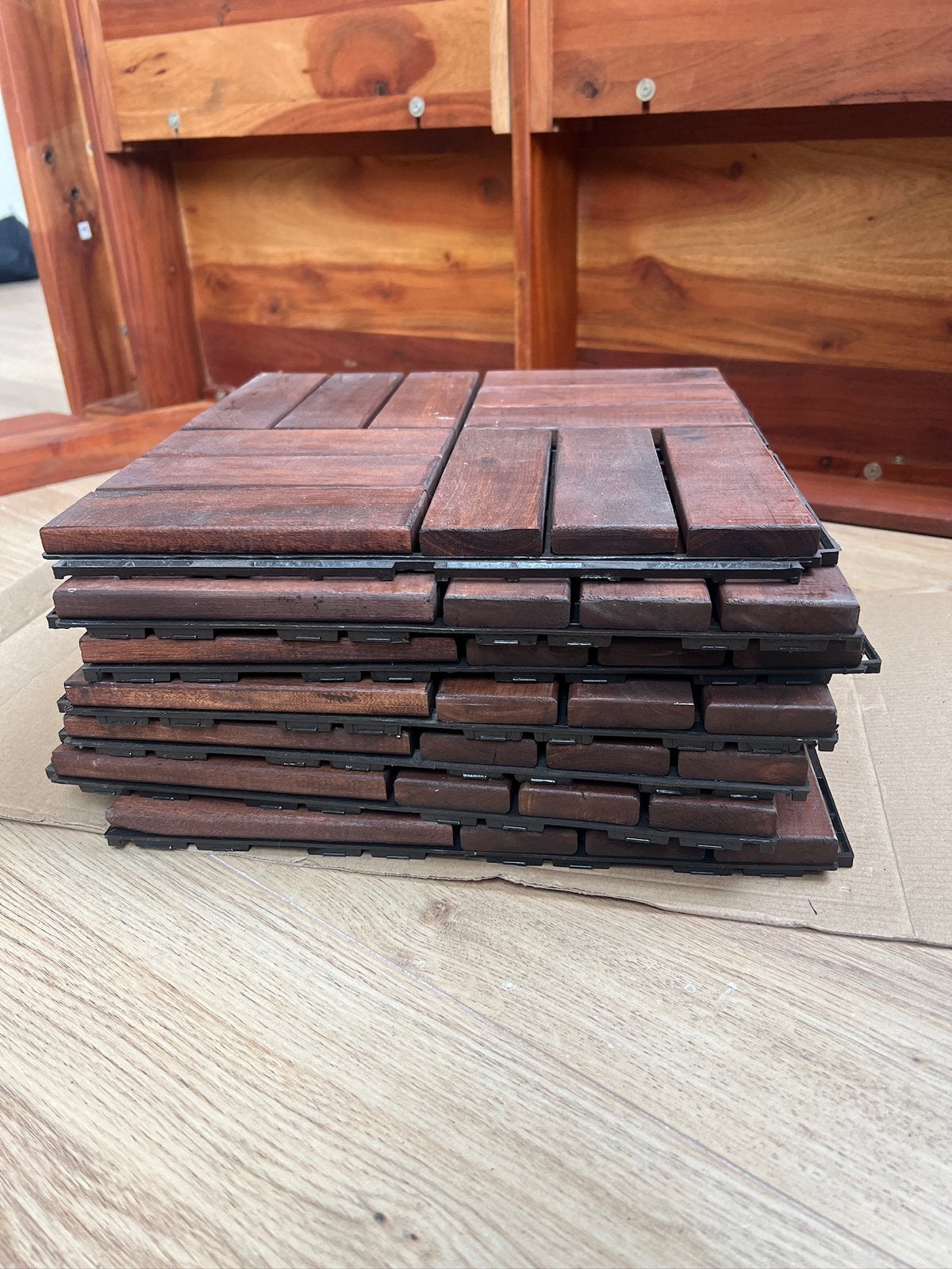 IKEA runnen vlonders buiten acaciahout - 7 stuks (0.63 m²), Ophalen of Verzenden, Nieuw, Hout