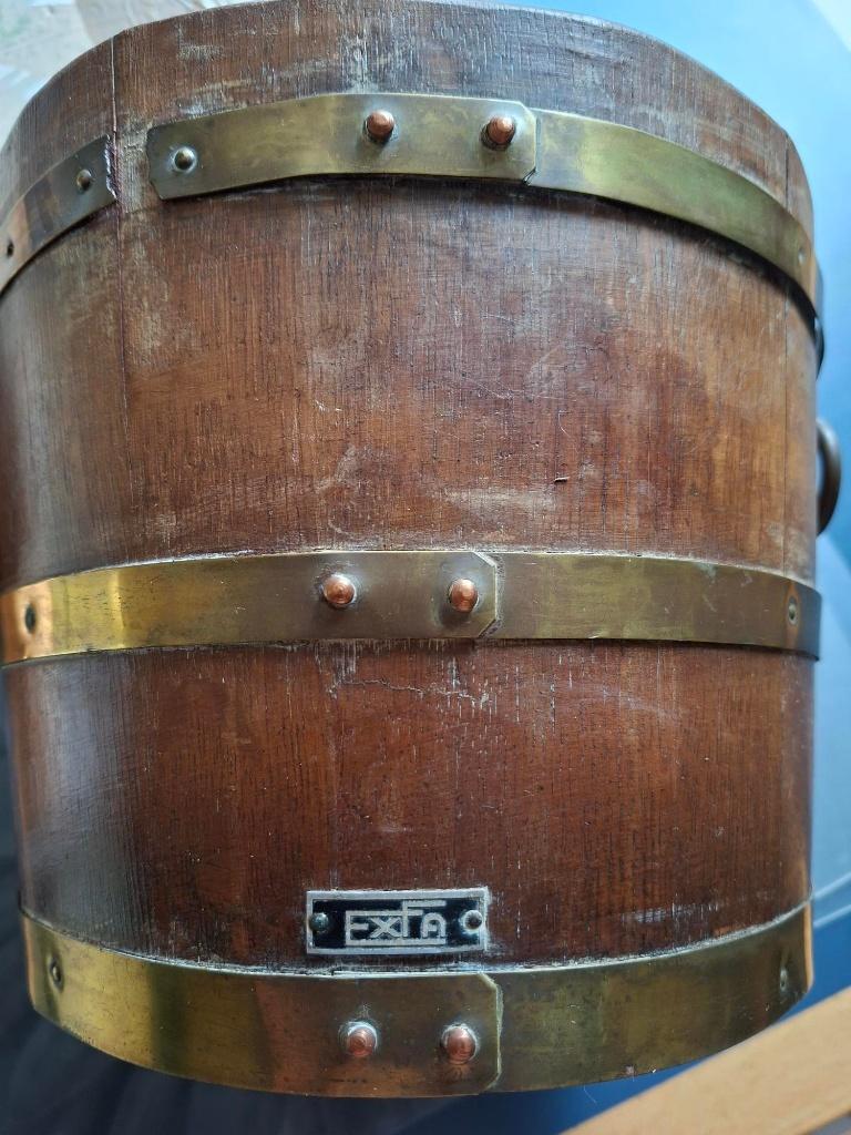 Antieke houten bak met koper beslag, Antiek en Kunst, Ophalen