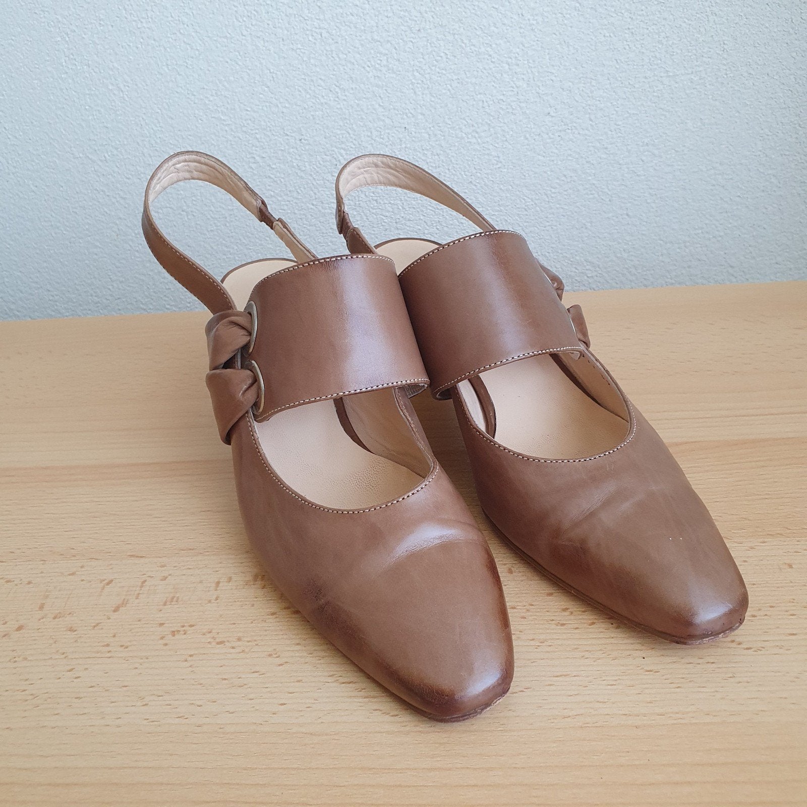 Mauro Teci Leren Slingback Pumps Maat 39, Mauro Teci, Pumps, Bruin, Ophalen of Verzenden