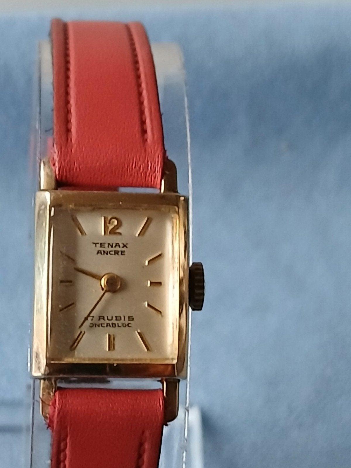 Tenax Ancre Art Deco Tank Horloge 17 Rubis Jaren 50/6, Ophalen of Verzenden