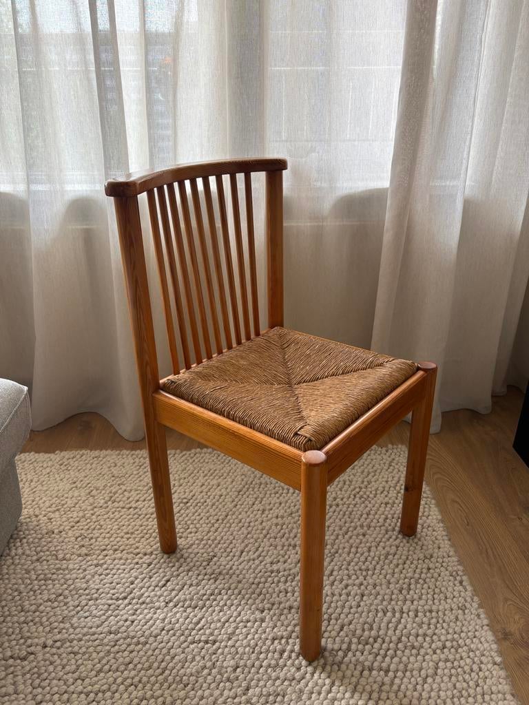 Vintage Mid-Century Scandinavische grenen eetkamerstoel, Ophalen, Gebruikt, Mid century, Bruin