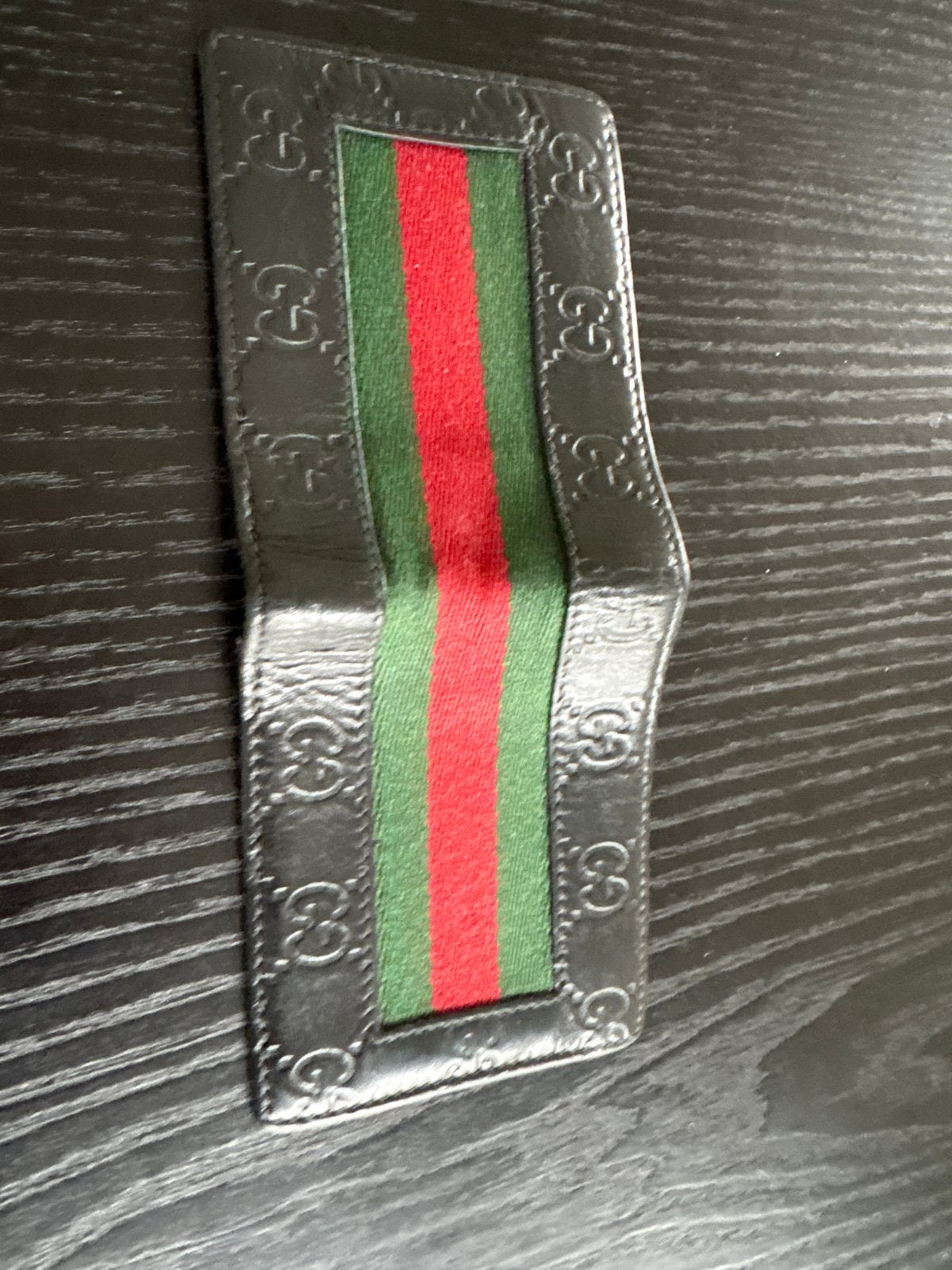 Gucci Portemonnee Zwart Leer met Webdetail, Overige merken, Gebruikt, Zwart, Ophalen of Verzenden