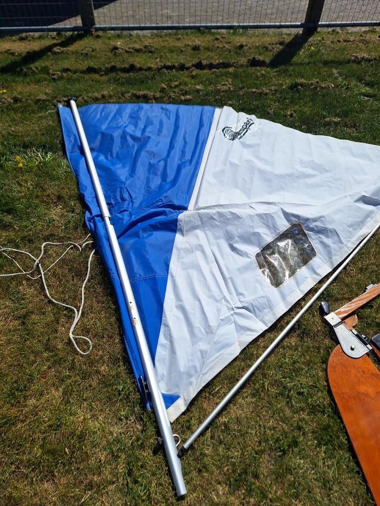 Zeilkit voor kano rubberboot of bootje met zwaarden en roer, Watersport en Boten, Ophalen of Verzenden, Gebruikt, Minder dan 15 m²