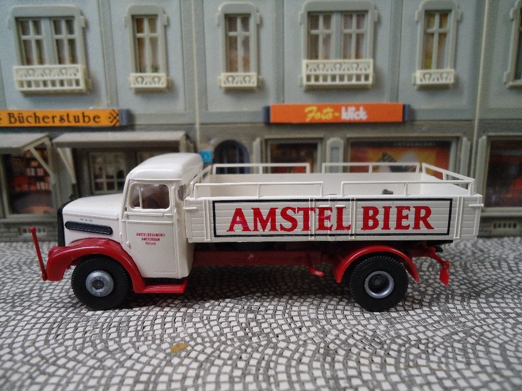 MAN F8 open Bakwagen - Brekina AMSTEL BIER Amstelbrouwerij, Ophalen of Verzenden, Nieuw, Bus of Vrachtwagen, Brekina