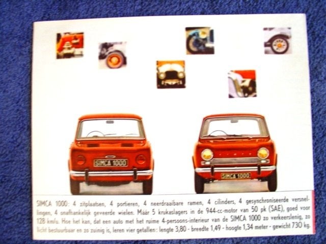 Simca 1000 brochure 1961, Verzenden, Gelezen, Overige merken