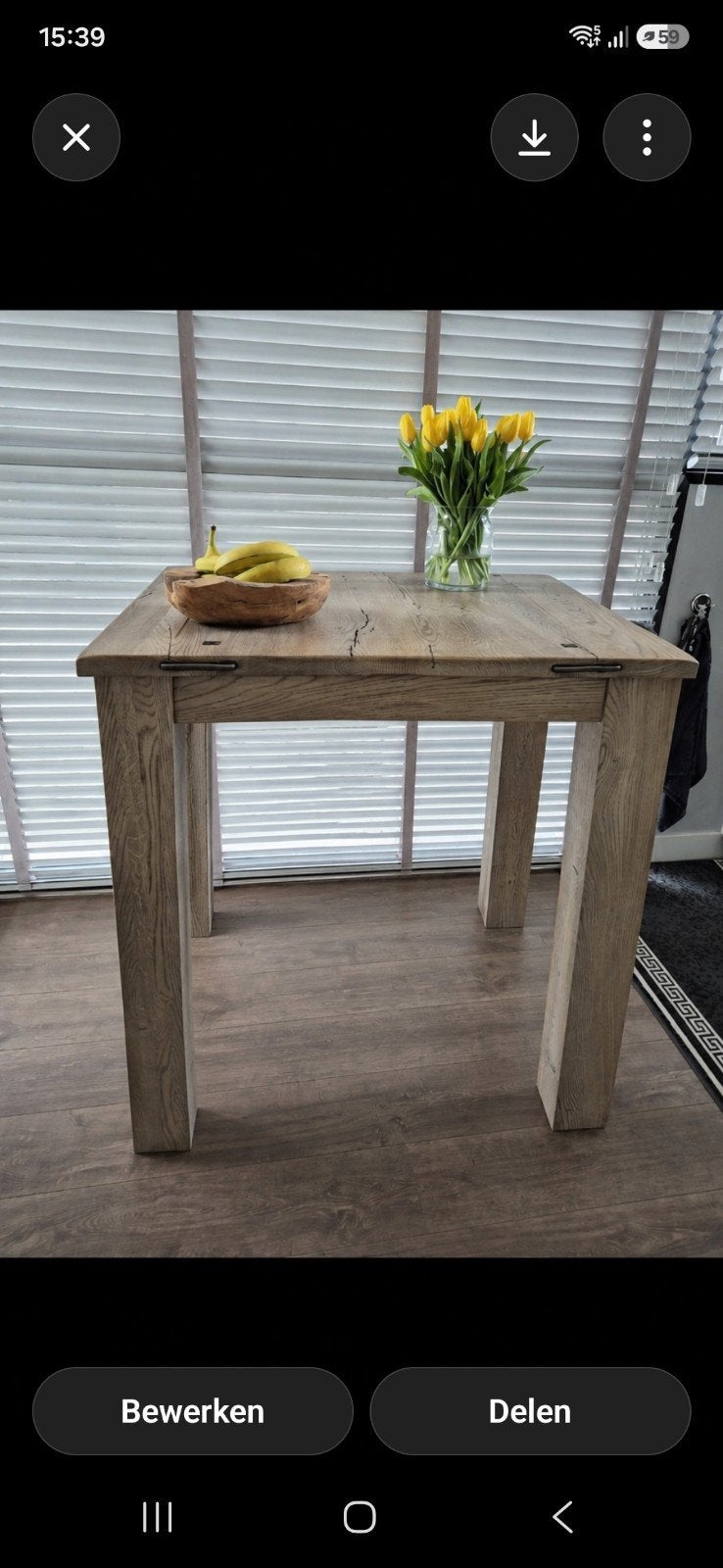 Tekoop eiken bartafel, Ophalen, Gebruikt