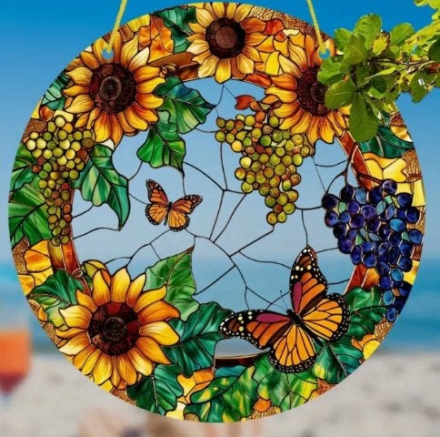 Raamhanger Vlinders in bloemenkrans, Ophalen of Verzenden, Nieuw