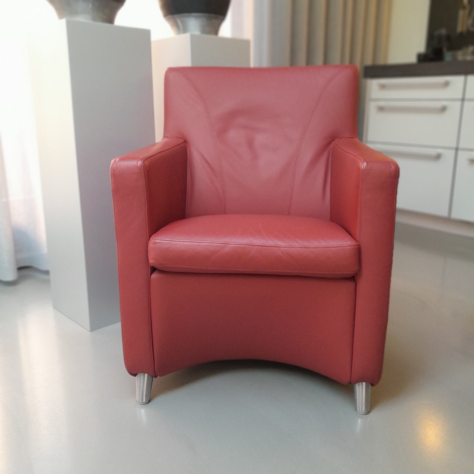 Leolux Dolcinea Fauteuil, Ophalen, Gebruikt, 50 tot 75 cm, Leer