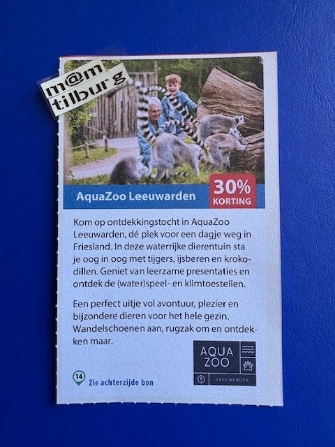 AquaZoo Leeuwarden 30% korting tot 1-7-2027, Drie personen of meer, Kortingskaart