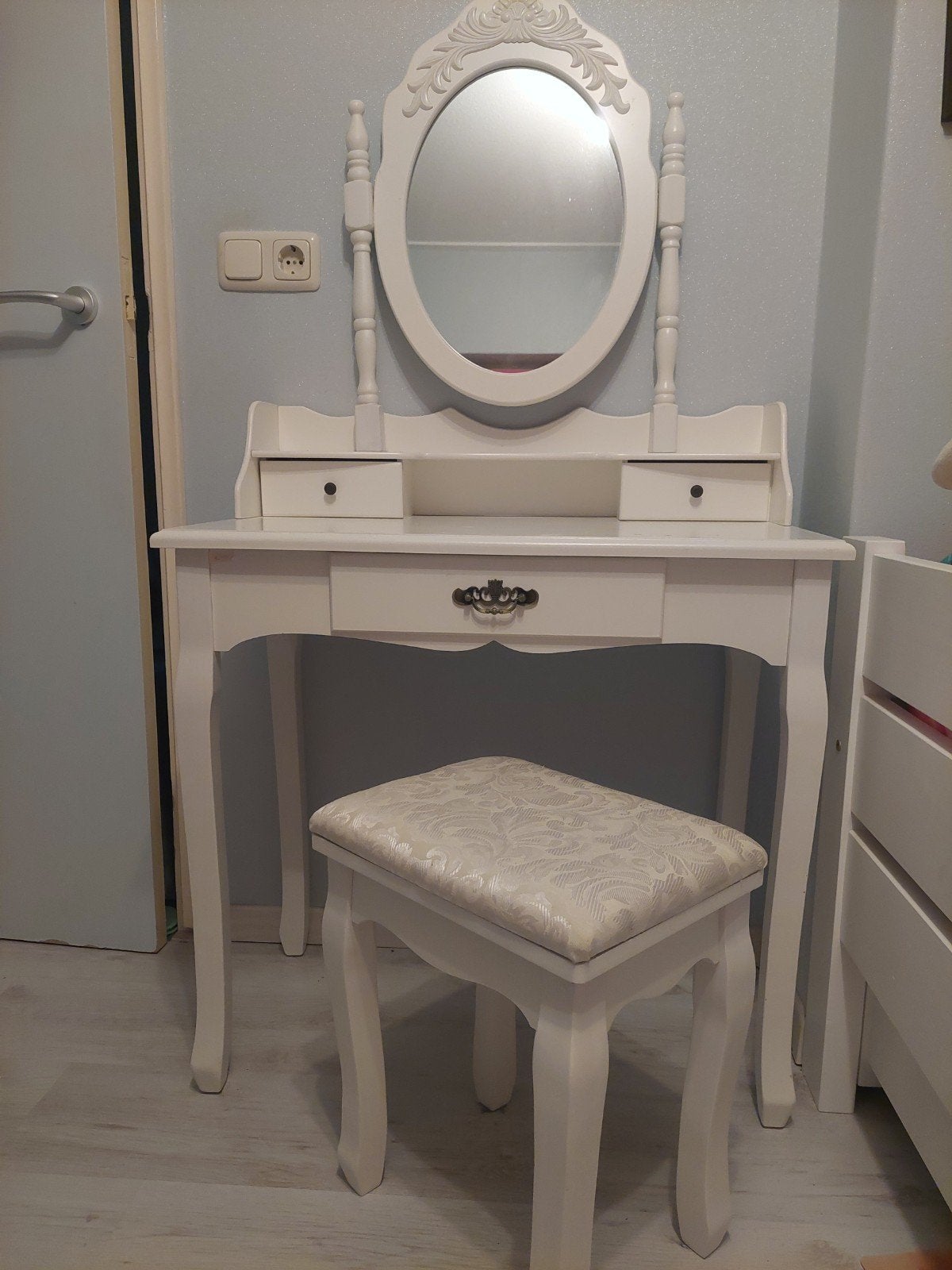 kaptafel met kruk, Huis en Inrichting, Tafels | Kaptafels, Ophalen, 50 tot 100 cm, Minder dan 100 cm