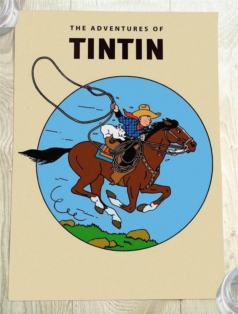 50x70 cm Poster The Adventures of Tintin | Kuifje Cowboy