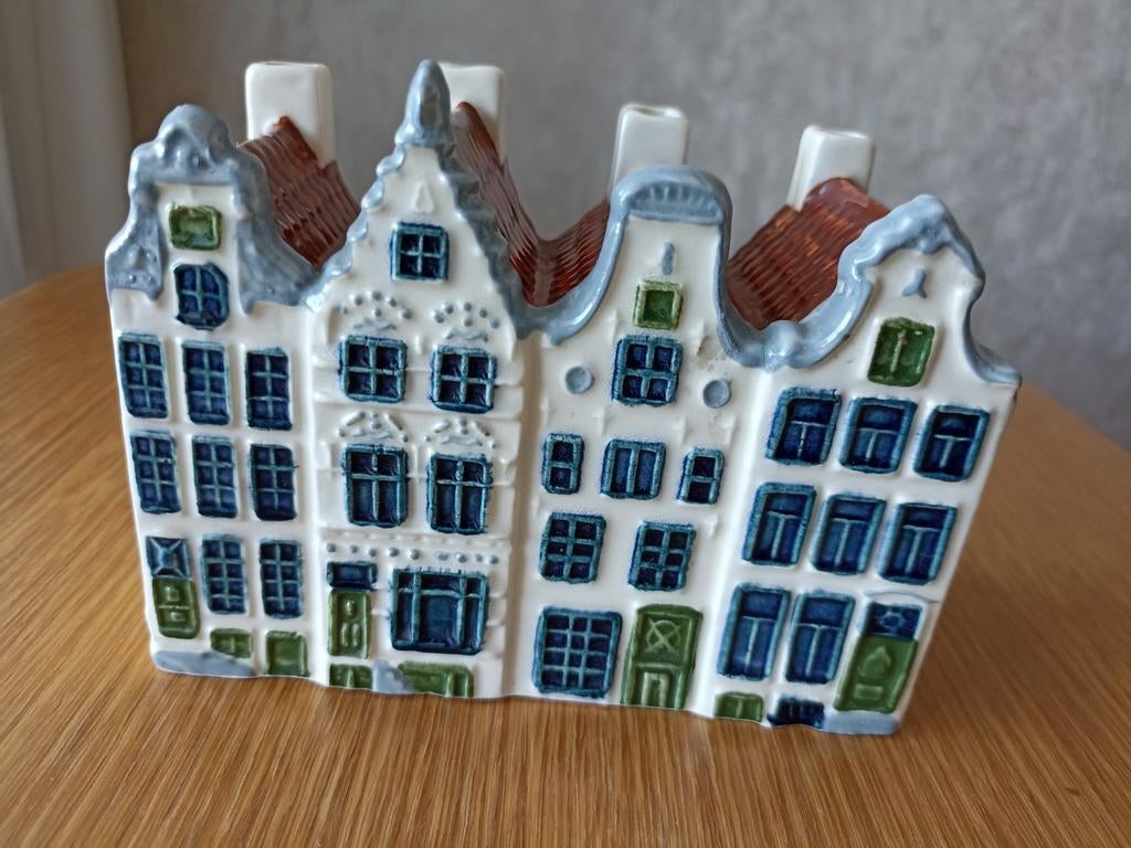 Delfts Blauw Huisjes Kandelaar, Ophalen of Verzenden