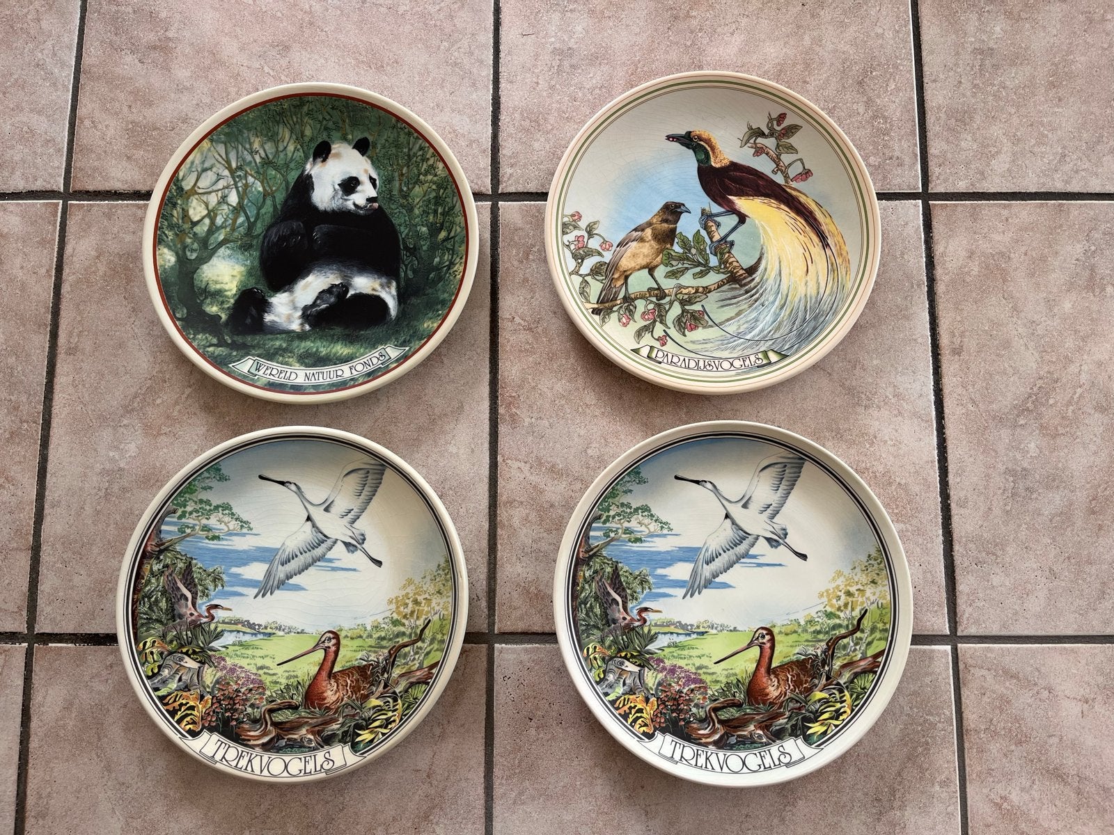 WNF Sierborden - Panda, Paradijsvogels, Trekvogels (4 stuks), Ophalen of Verzenden